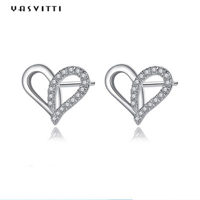 7.7x9.5mm 1.1g 스털링 실버 하트 귀걸이 백금 도금 실버 귀 방울