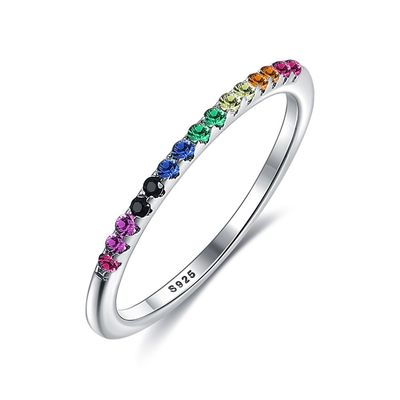 21.1mm 1.2g 순은 보석 반지 ODM 무연 무지개 색깔 반지