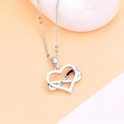 YASVITTI ODM OEM 925 스터링 실버 반짝이는 심장 목걸이 5A 지르코니아 로디움 접착 된 홀 홀 목걸이 Pendant 보석