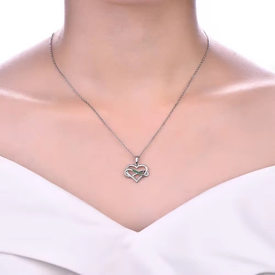 YASVITTI ODM OEM 925 스터링 실버 반짝이는 심장 목걸이 5A 지르코니아 로디움 접착 된 홀 홀 목걸이 Pendant 보석