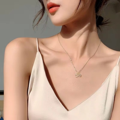 YASVITTI 925 스터링 실버 두 심장 목걸이 장신구 주문 금색 심장 목걸이 보석