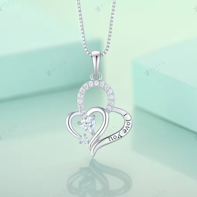 YASVITTI I Love You Heart Pendant 목걸이 다채로운 심장 큐브 지르코니아 고급 은 925 심장 목걸이 보석
