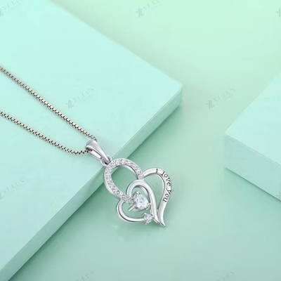 YASVITTI I Love You Heart Pendant 목걸이 다채로운 심장 큐브 지르코니아 고급 은 925 심장 목걸이 보석