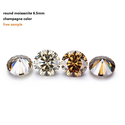 Forever Brilliant Moissanite 다이아몬드 1카라트 둥글 다이아몬드 컷 라이트 샴페인 색