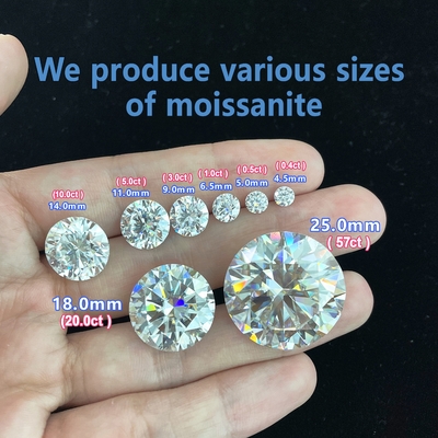 5mm-20mm VVS1 흰색 둥근 절단 느슨한 모이사나이트 돌 톱니 귀걸이를 위해 열으로 처리