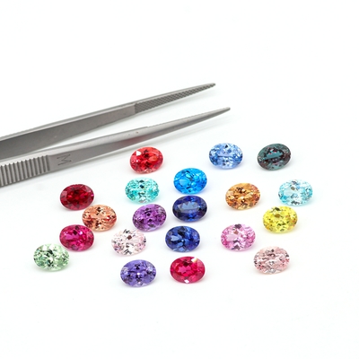 색상 6*8mm 타원형 절단 실험실 자란 다이아몬드 22 다색 1.5ct 사피르 루비 에메랄드 느슨 보석
