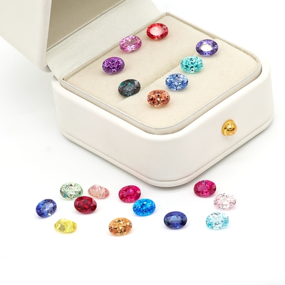 색상 6*8mm 타원형 절단 실험실 자란 다이아몬드 22 다색 1.5ct 사피르 루비 에메랄드 느슨 보석