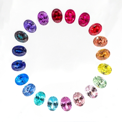 색상 6*8mm 타원형 절단 실험실 자란 다이아몬드 22 다색 1.5ct 사피르 루비 에메랄드 느슨 보석