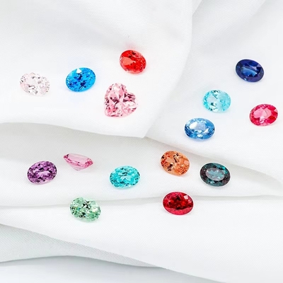 색상 6*8mm 타원형 절단 실험실 자란 다이아몬드 22 다색 1.5ct 사피르 루비 에메랄드 느슨 보석