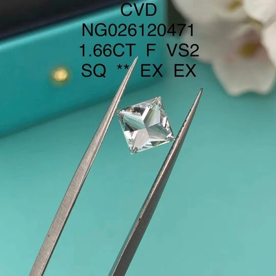 IGI 인증서 NGIC 실험실 자란 다이아몬드 공주 사각형 절단 1.66ct F VS2 느슨한 Hpht Cvd 다이아몬드 모이사나이트