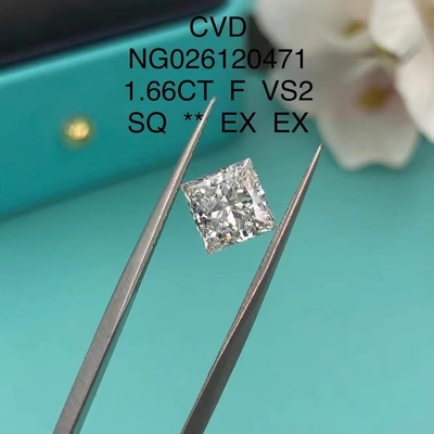 IGI 인증서 NGIC 실험실 자란 다이아몬드 공주 사각형 절단 1.66ct F VS2 느슨한 Hpht Cvd 다이아몬드 모이사나이트