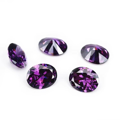 8x6mm 느슨 보석 유럽 기계 절단 아메티스트 색 타원형 모양 합성 큐브 지르코니아 검은색