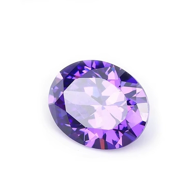 8x6mm 느슨 보석 유럽 기계 절단 아메티스트 색 타원형 모양 합성 큐브 지르코니아 검은색