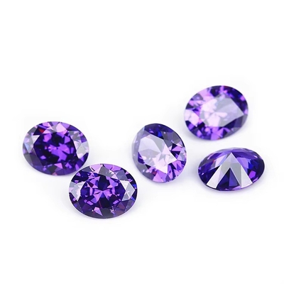 8x6mm 느슨 보석 유럽 기계 절단 아메티스트 색 타원형 모양 합성 큐브 지르코니아 검은색