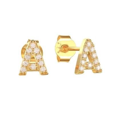 패션 스터링 실버 A-z 알파벳 귀걸이 18k 금 925 은 글자 스드 귀걸이
