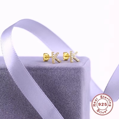 패션 스터링 실버 A-z 알파벳 귀걸이 18k 금 925 은 글자 스드 귀걸이