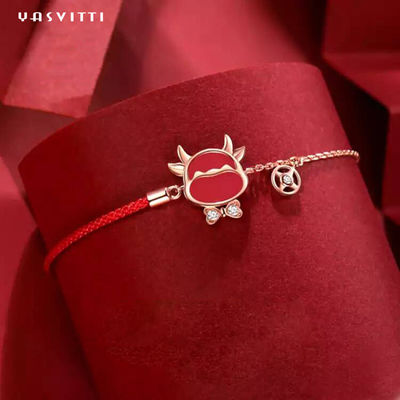 19.5cm 2.9 그램 스털링 실버 쥬얼리 팔찌 하트 CZ 레드 스트링 팔찌 ODM