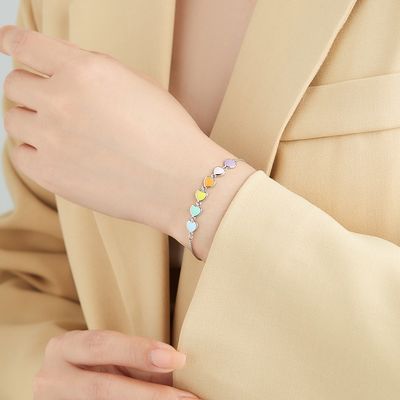 0.14oz 8.3in 스털링 실버 슬라이더 팔찌 5A CZ 실버 볼 슬라이더 팔찌
