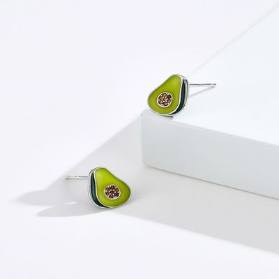 1.1x0.9cm 2.29g 스털링 실버 쥬얼리 귀걸이 남여 공용 아보카도 귀걸이 스터드