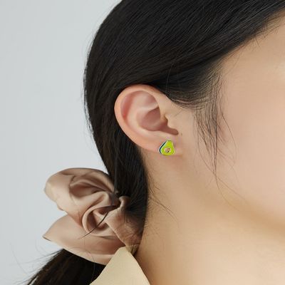 1.1x0.9cm 2.29g 스털링 실버 쥬얼리 귀걸이 남여 공용 아보카도 귀걸이 스터드