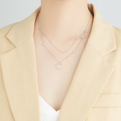 18in 2.9g 스털링 실버 목걸이 체인 AAAAA CZ 더블 체인 목걸이 ODM