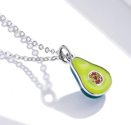 1.1x0.8cm 5A 17.7 ''배 모양의 펜던트 스털링 실버 보석 목걸이 2.9g