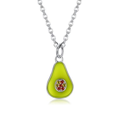 1.1x0.8cm 5A 17.7 ''배 모양의 펜던트 스털링 실버 보석 목걸이 2.9g