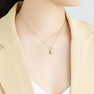1.1x0.8cm 5A 17.7 ''배 모양의 펜던트 스털링 실버 보석 목걸이 2.9g