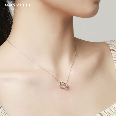 6.7X8.2mm 2.08g 실버 체인 목걸이 18k 플레이트 더블 루프 목걸이