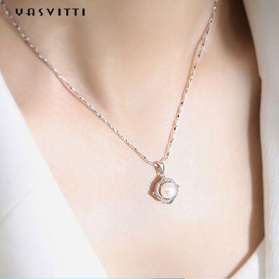 45.5cm 크리스마스 8g 스털링 실버 보석 목걸이 14K 28mm 진주 다이아몬드 목걸이