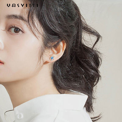 0.04oz 1x0.8cm 스털링 실버 하트 귀걸이 SGS 블루 스톤 귀걸이 여자 친구