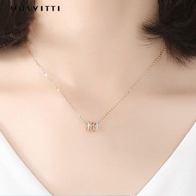 2.64g 40cm 생일 다이아몬드 박힌 목걸이 쇄골 허리 18k 퓨어 실버 펜던트