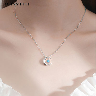 0.69ft 2g 문 스타 펜던트 목걸이 트렌디 토파즈 솔리드 실버 하트 목걸이