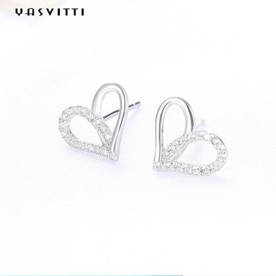 7.7x9.5mm 1.1g 스털링 실버 하트 귀걸이 백금 도금 실버 귀 방울