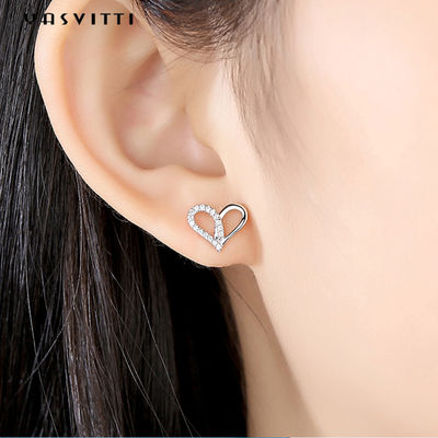 7.7x9.5mm 1.1g 스털링 실버 하트 귀걸이 백금 도금 실버 귀 방울