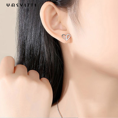 7.7x9.5mm 1.1g 스털링 실버 하트 귀걸이 백금 도금 실버 귀 방울
