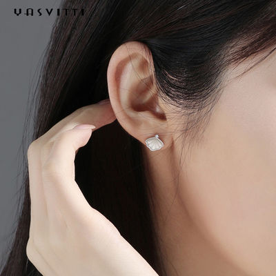 0.25oz 0.07cm 스털링 실버 귀걸이 14K 골드 도금 실버 쉘 귀걸이