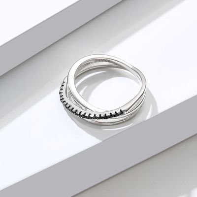2.1g 0.172cm 스털링 실버 보석 반지 5A CZ 트리플 다이아몬드 반지 SGS