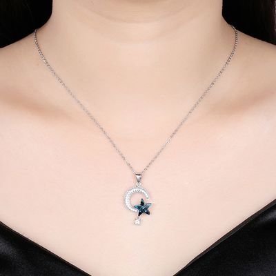 18.1in 4.2g 태양과 달 크리스탈 목걸이 추수 감사절 14k 925 실버 목걸이
