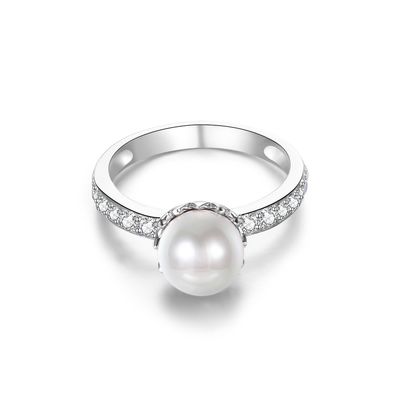 15.8mm 1.38그램 진주 모양의 다이아몬드 반지 ODM 약혼자 스털링 실버 반지