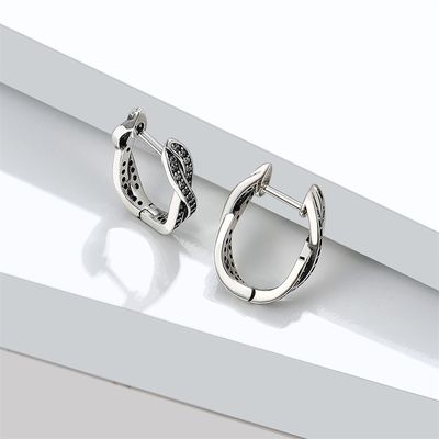 0.5in 1.7g 꼰 후프 귀걸이 트위스트 Brincos 스털링 실버 스터드 파티 ODM