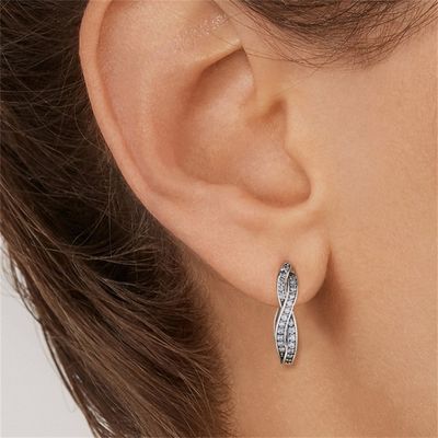 0.5in 1.7g 꼰 후프 귀걸이 트위스트 Brincos 스털링 실버 스터드 파티 ODM