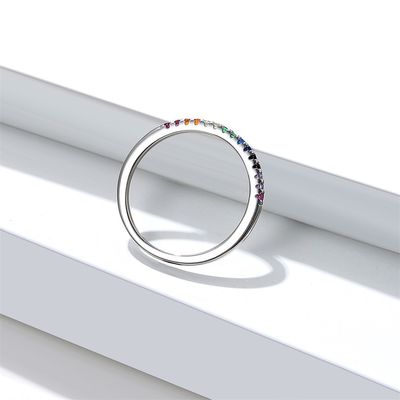 21.1mm 1.2g 순은 보석 반지 ODM 무연 무지개 색깔 반지