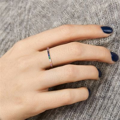 21.1mm 1.2g 순은 보석 반지 ODM 무연 무지개 색깔 반지