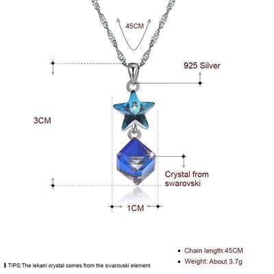 5A 3.7g 45cm 큐빅 지르코니아 스타 목걸이 ODM 스털링 실버 다이아몬드 목걸이