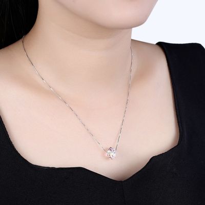 43cm 수정 구슬 펜던트 목걸이 18k 발렌타인 골동품 실버 목걸이 SGS