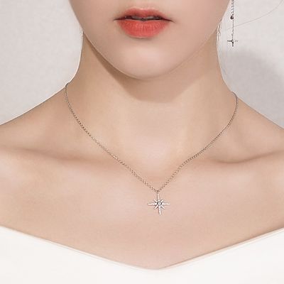 3x2cm 스털링 실버 목걸이 체인 AAAAAA CZ 화이트 골드 도금 목걸이