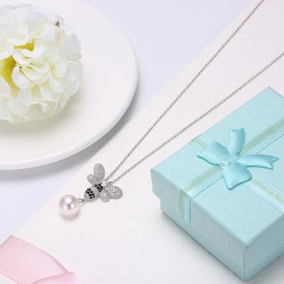 유행 ODM 나비 수정같은 0.27in 진주 3.93g 순은 보석 목걸이
