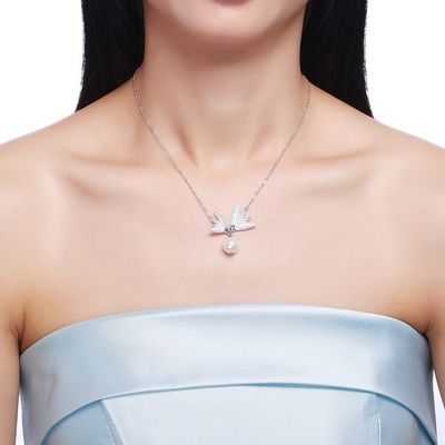 10mm 민물 진주 나비 14.7 '' 6.1g 체인 스털링 실버 보석 목걸이