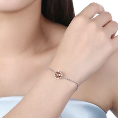 0.64ft 2.4g 스털링 실버 슬라이더 팔찌 S925 조정 가능한 라운드 비드 팔찌